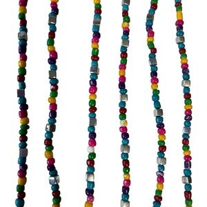 3 strands of beaded necklaces rainbow colors multicolor